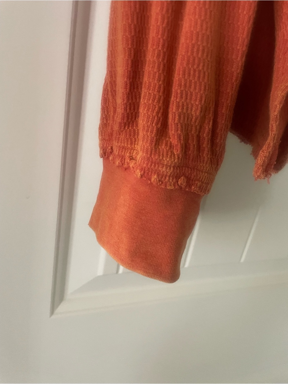 We The Free Rust Orange Henley Sweater with White '17 Graphic - Picture 4 of 5
